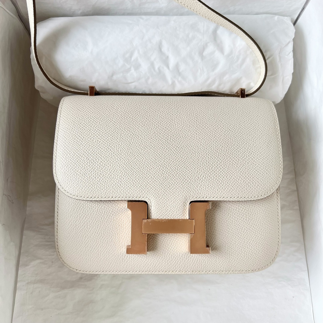 Hermes Constance 24cm Shoulder Bag In Beton Epsom Leather